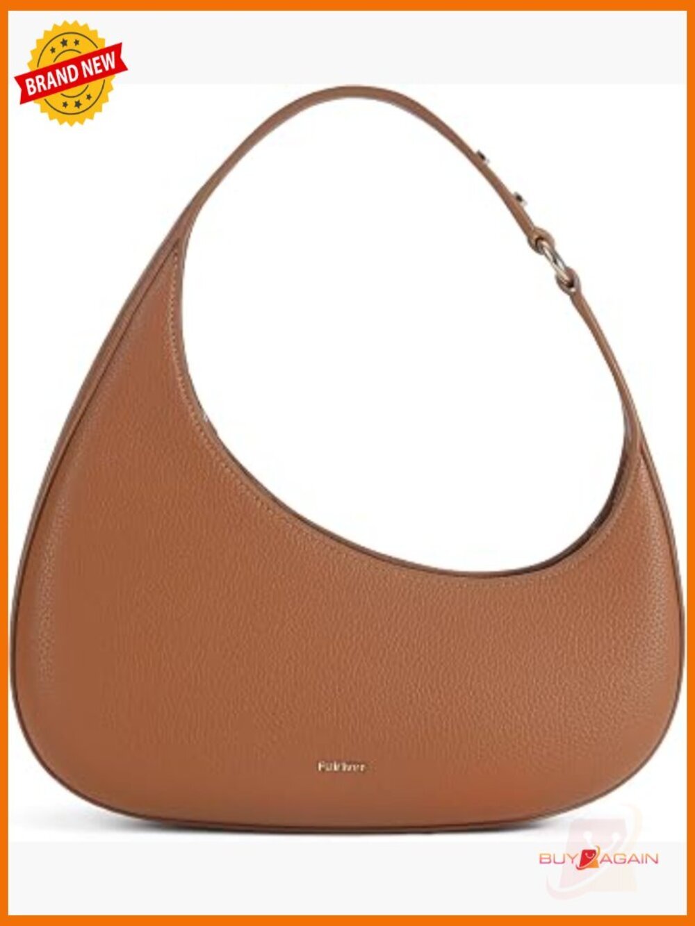 Small Vegan Leather Crescent Shoulder Bag Mini Hobo with Zipper Compartment